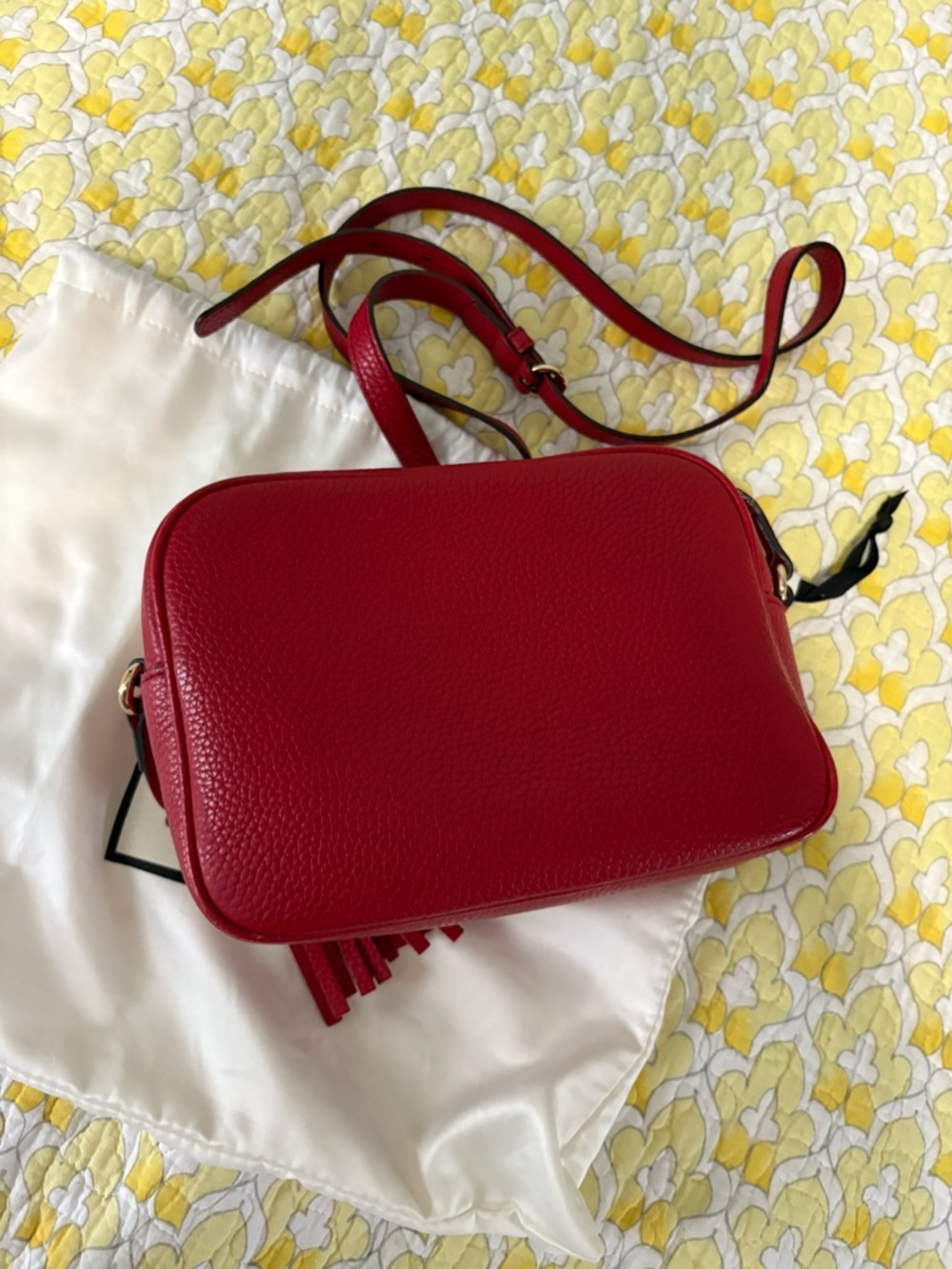 Gucci Red Soho Disco Embossed GG Leather Crossbody with Tassel - Picture 7 of 16